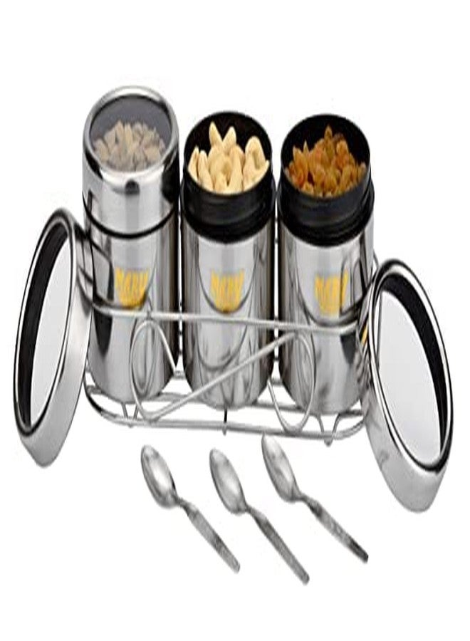 MARU 3 IN 1 Stainless Steel Masala Container For Kitchen, Multipurpose Organizer With Wire Stand & 3 Spoon Set, Spice Storage Box, Durable Kitchen Storage Solutions For Spices & Essentials, Silver - Image 3